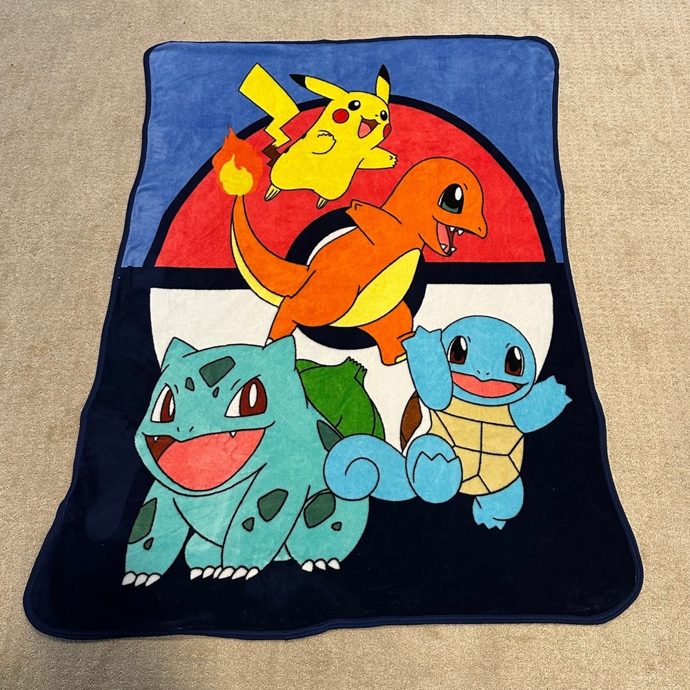 Pokemon Northwest Fleece Throw Blanket Pikachu Bulbasaur Charmander ‎ 40x60